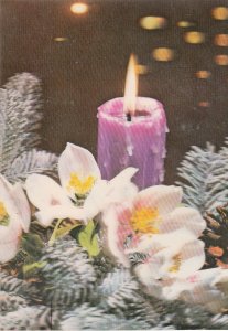 Flower and candle lenticular 3D stereo postcard Germany