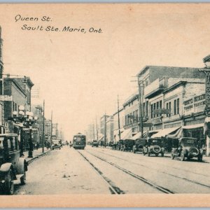 c1900s Marie, Ont Sault Ste Queet St Downtown Streetcar Car Store Sign Main A191