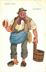 B.K.W.I. Postcard 949-1, Wiener Typen, Man w/ Beer Stein, Wasserer, Unposted