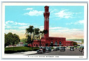 c1920 NYNH & H Station Classic Cars Waterbury Connecticut CT Vintage Postcard