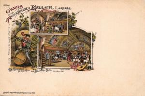 LEIPZIG GERMANY-AUERBACHS-FAUST-KELLER-RESTAURANT WINE BAR ARTIST 1900s POSTCARD