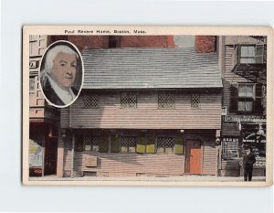 Postcard Paul Revere Home, Boston, Massachusetts