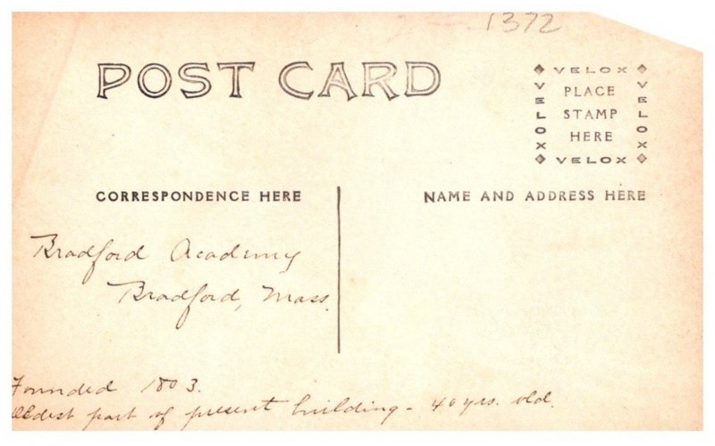 Massachusetts Bradford Academy RPPC