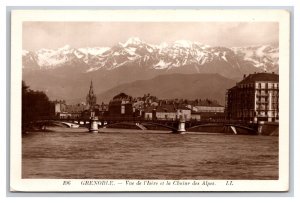 RPPC View of Isère and the Alps Grenoble France UNP Postcard R29