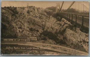 ENGLAND BRISTOL CLIFTON ROCKS FROM LEIGH WOODS REAL PHOTO POSTCARD RPPC w/ STAMP