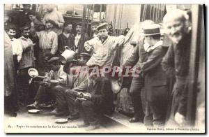 Old Postcard Fishing Meals sailors on the market ship