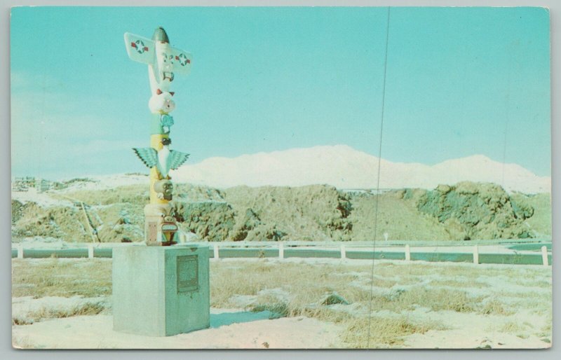 Adak Alaska~Adak's Totem Pole @ Traffic Circle~Vintage Postcard