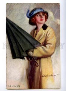 176008 SPRING Rain April Gril UMBRELLA by BARBER Vintage PC