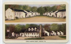 Circle Motor Court Fairfax Virginia postcard