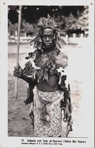 South Africa Indigena Com Trajo de Guerreiro Native War Dancer Vintage RPPC C159