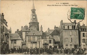 CPA DINAN - Place St-Sauver et Tour de l'Horloge (139986)