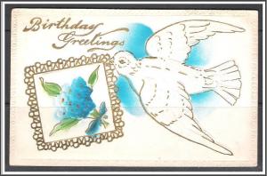 Birthday Greetings - Dove & Flower  - Embossed - [MX-196]