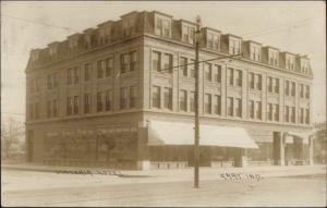 Gary IN Victoria Hotel Visible Signs c1910 Real Photo Postcard