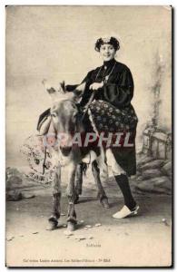 Old Postcard Sables d & # 39olonne Sablaise on his ass donkey mule
