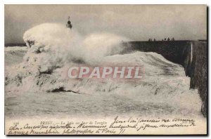 Postcard Old Brest La Jetee a Day Storm