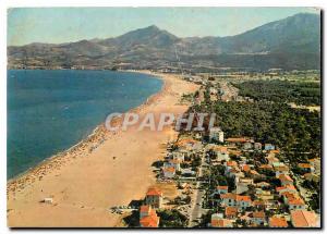 Modern Postcard Argeles Beach Pyr Or General Beach View at the bottom Alberes