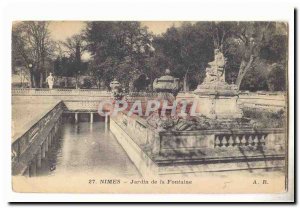 Nimes Old Postcard The Garden Fountain