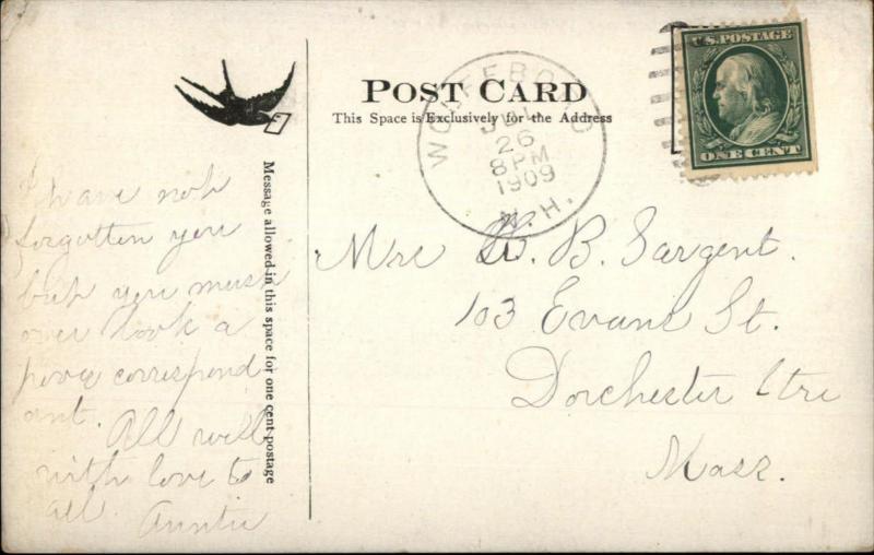 Wolfeboro NH B&M RR Train Station Depot c1910 Postcard