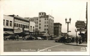 Street Scene Everett WA Echo Drugs Fountain Lunch c1947 Ellis RPPC Postcard E46