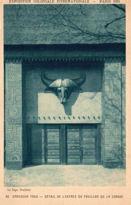 Vintage Postcard 1920's Cameroun Togo Detail De Lentree Du Pavillon De La Chasse