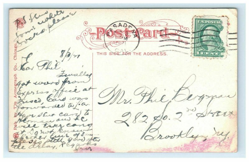 Pasadena California Birds Eye View Postcard  