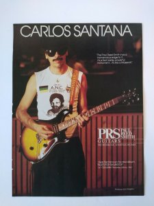Carlos Santana Vintage Magazine Ad 1980's Original Paul Reed Smith PRS Guitars 