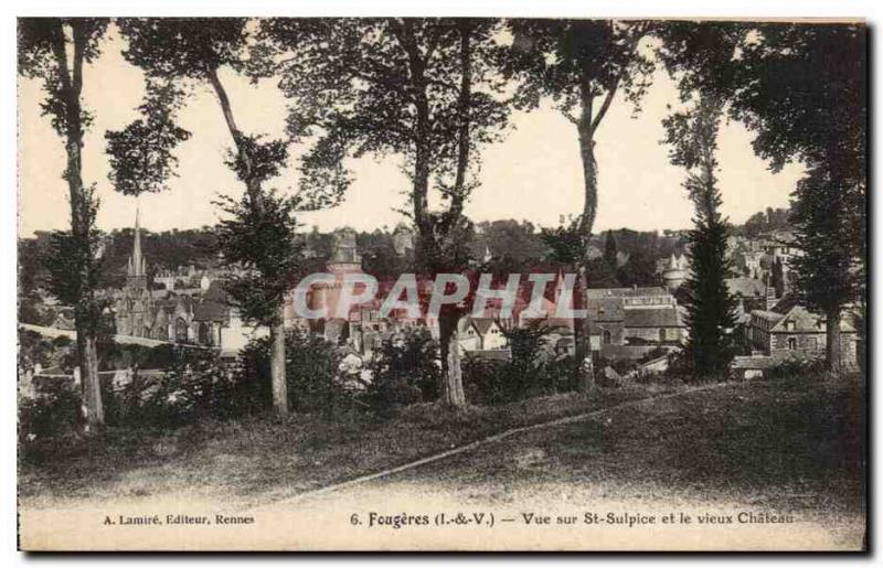 Old Postcard Fougeres view on St Sulpice and Le Vieux Chateau