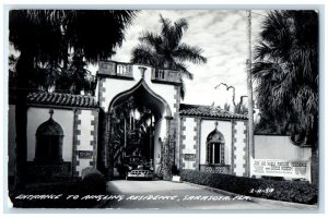 c1940's Ringling Residence Entrance Gate Circus Sarasota FL RPPC Photo Postcard