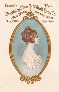 New York NY Advertising 1906 Show Wolcott Bros. Souvenir embossed gold Postcard