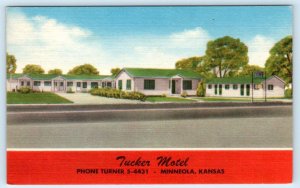 MINNEOLA, Kansas KS ~ Roadside TUCKER MOTEL Clark County c1940s Linen Postcard