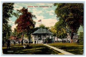 1913 Central Park Exterior Gazebo Jacksonville Illinois Vintage Antique Postcard