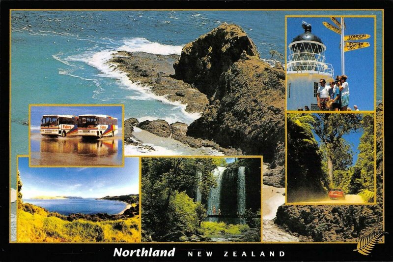 MIN0174 new zealand northlandbusses lighthouse waterfals horbour forest beach