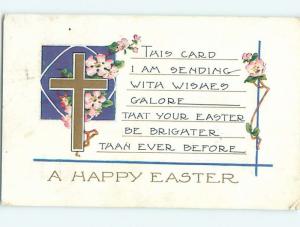 1920's Easter Whitney JESUS CROSS AND FLOWERS o5591