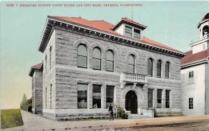 Olympia Washington c1910 Postcard Thurston County Court House & City Hall