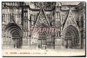 Old Postcard Meaux La Cathedrale Portals