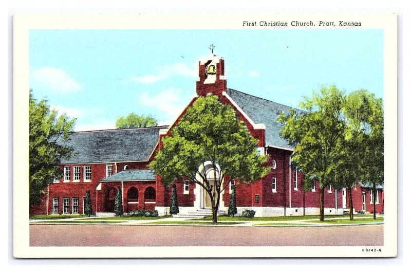 First Christian Church Pratt Kansas Postcard