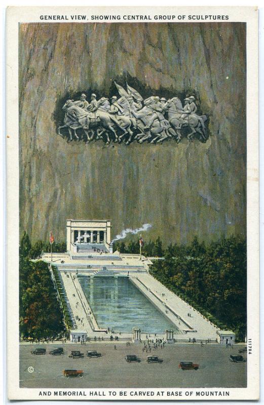 Civil War Sculpture Memorial Stone Mountain Georgia postcard