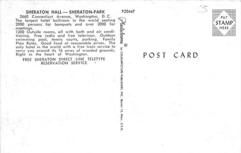 Washington D.C.   Sheraton Park Hotel   Sheraton  Hall Ballroom