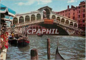 Postcard Modern Venice Rialto Bridge Boat