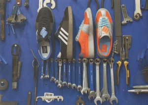 Adidas Cyclist Bicycle Cycling Trainers Shoes In Toolbox Shed Postcard