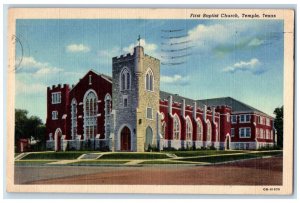 1954 Exterior view First Baptist Church Temple Texas TX Vintage Antique Postcard 