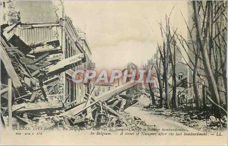 Old Postcard War of 1914 1918 In Belgium Nieuwpoort A street after the last b...