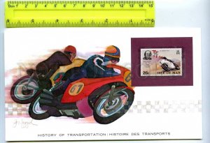 255172 ISLE of MAN motorcycles card w/ mint stamp