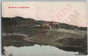 1909 Graabrek Grobrek og Stjordalen Norway Litho Photo Postcard Hand Color A194