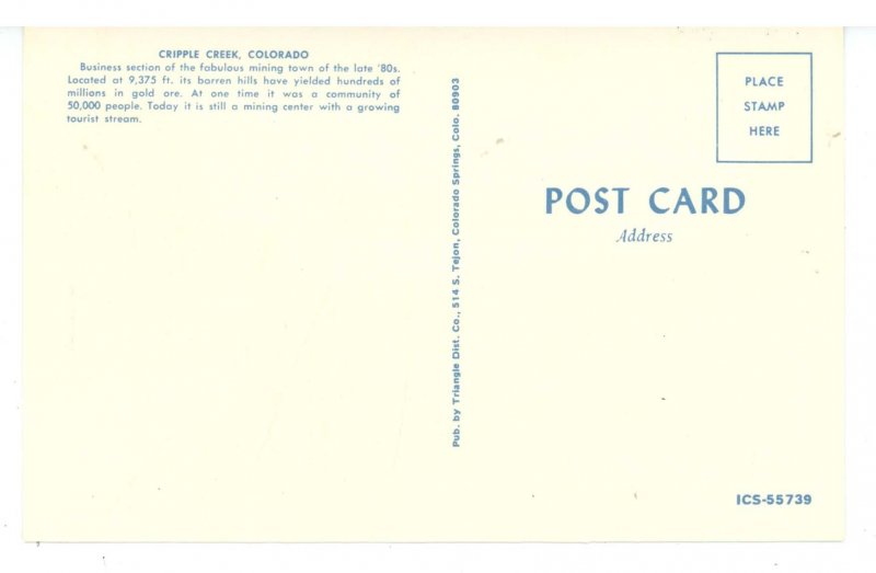 CO - Cripple Creek. Street Scene ca 1957