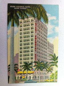 Vintage Postcard Miami Colonial Hotel Miami FL Florida Linen