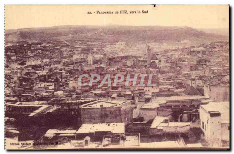 Old Postcard Panorama of Fez south Morocco