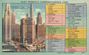 Vintage Postcard Busy Person's Correspondence Card Michigan Ave Building Chicago