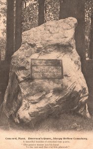 Vintage Postcard Emerson's Grave Sleepy Hollow Cemetery Concord Massachusetts MA