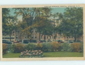 Unused W-Border OLD CARS AT HOSPITAL Syracuse New York NY d5612